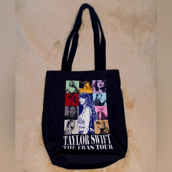Taylor Swift Eras Tour Merch Lightweight Swifty Tote Bag In Black - Picture 1 of 3